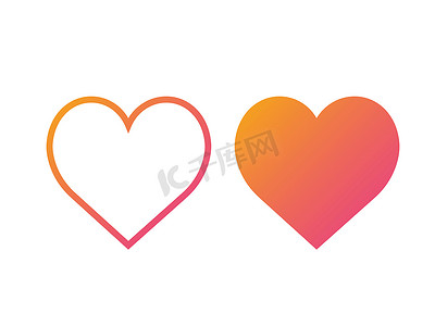 怪兽甜心字体摄影照片_渐变橙色到粉红色矢量多彩甜心细线 ic