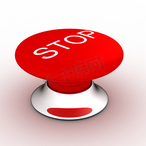 淘宝双11字样摄影照片_白色背景上刻有“停止”字样的按钮。 