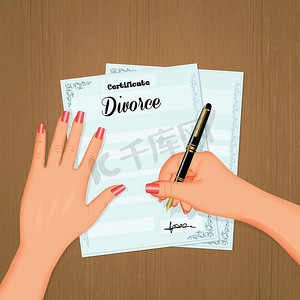 女人签署离婚文件