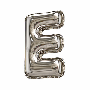 气球字体装饰摄影照片_银箔气球字体字母 E 3D