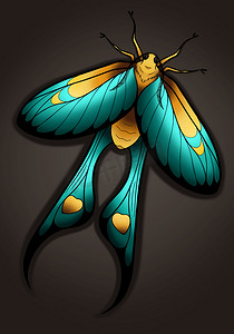 梦幻般的蝴蝶蛾明亮的插图艺术