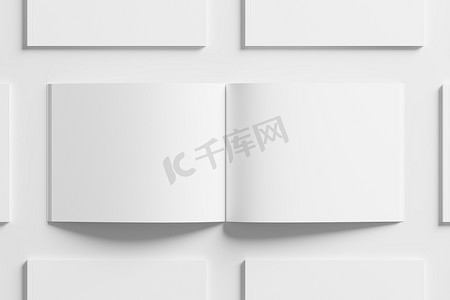 美国信函风景杂志 3D 渲染白色空白样机