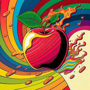 流行艺术风格的苹果