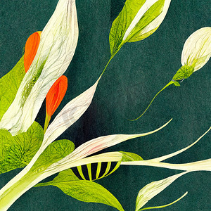 水彩植物花朵摄影照片_印刷品和墙壁艺术的彩色水彩植物插图。