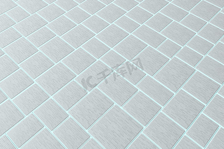 带青色间隙的灰色瓷砖立方体地板，3d 渲染。