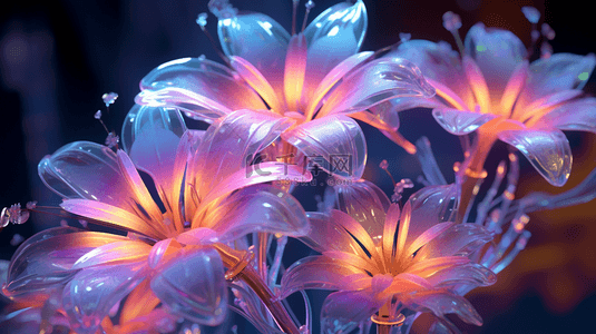 玻璃琉璃神秘花朵场景