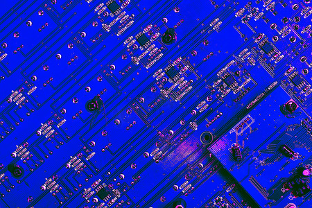 蓝色和粉色印刷无线电电子电路板