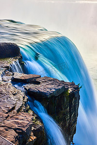 美国尼亚加拉大瀑布马蹄瀑布模糊的水域
