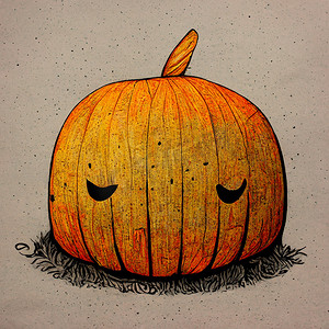 秋季背景卡通摄影照片_万圣节南瓜愤怒的卡通人物概念的怪物和秋季假期对象在质朴的棕色背景。