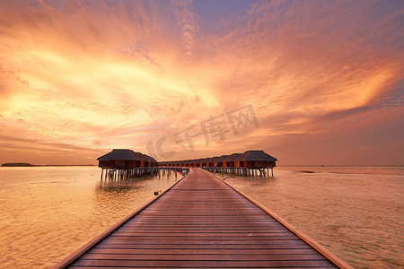在马尔代夫海滩的日落