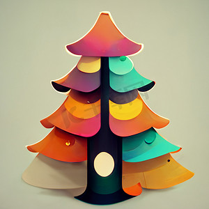 带装饰品的圣诞卡通风格树。