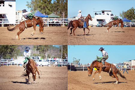 Bareback Bucking Bronc Riding Rodeo 拼贴画