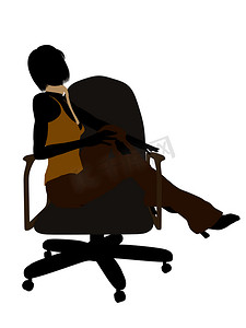 坐在椅子剪影的女商人