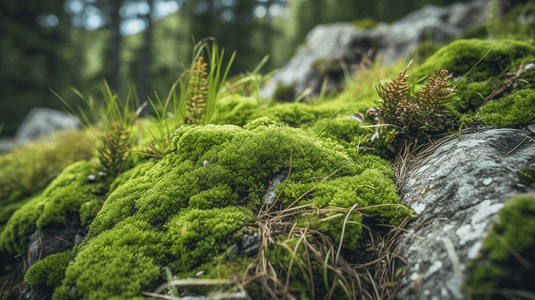 绿山摄影照片_落基山上的绿苔藓