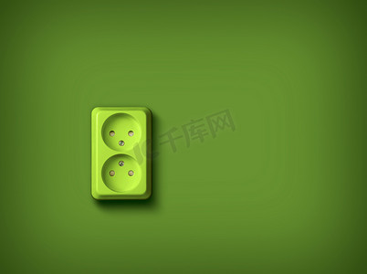 绿色能源概念墙上插座