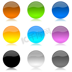 彩色和有光泽的圆形按钮集