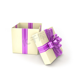粉色礼物盒摄影照片_打开在白色的礼物盒