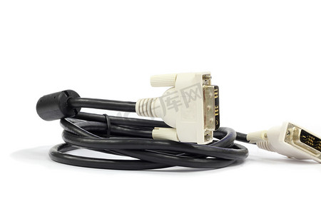 电气视频摄影照片_用于 VGA 视频输出的隔离白色背景电缆