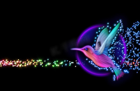 colibri摄影照片_colibri 鸟的 3d 渲染-蜂鸟与星星