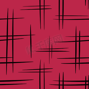 手绘颜色 2023 洋红色抽象几何背景的无缝图案。