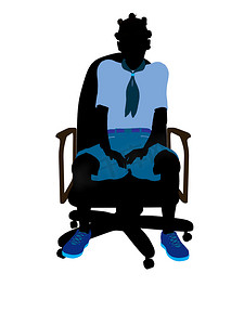 坐在椅子上的非洲裔美国女童子军插画剪影
