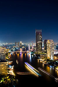 泰国曼谷市夜景。