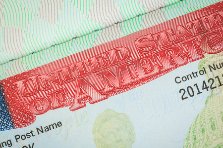 旅行概念的美国美国签证纹理背景
