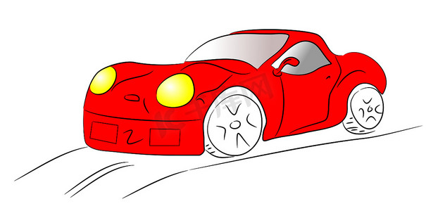 红色跑车的手绘草图