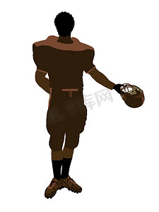 非洲裔美国男性足球运动员插画剪影