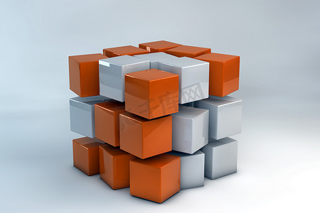 几何方块图案摄影照片_3D 方块盒