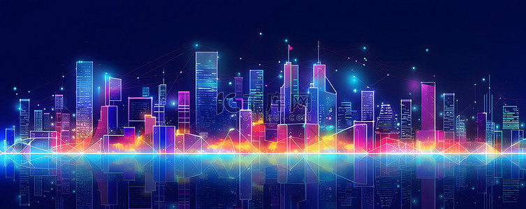 无线乐谱背景图片_未来科技城市信号传输概念背景
