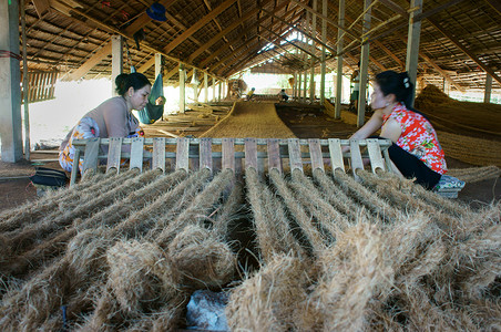 亚洲工人，椰壳垫，越南语，椰子纤维