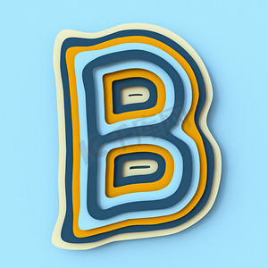 彩色纸层字体 Letter B 3D