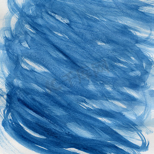 波浪笔刷摄影照片_蓝色波浪随机水彩背景