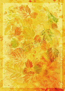 抽象背景，水彩：叶子