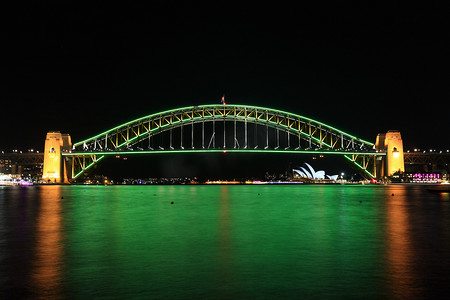 澳大利亚绿色和金色的悉尼海港大桥