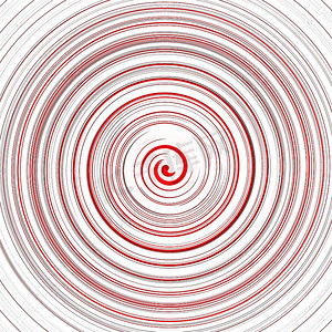 白色背景上的红色旋转圆波。