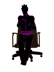 坐在椅子剪影上的非洲裔美国女性锻炼