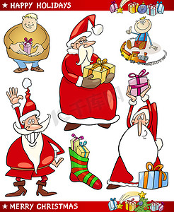 主题卡通摄影照片_圣诞老人和圣诞节主题卡通套装