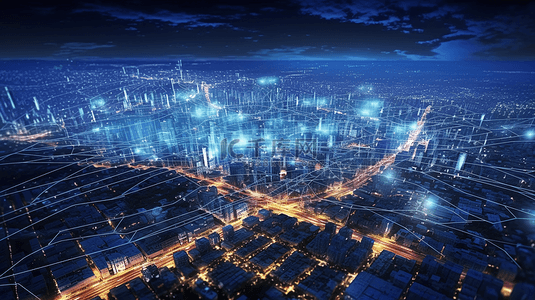 大数据城市科技背景图片_科技城市信号传输通讯