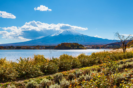 从河口湖看富士山