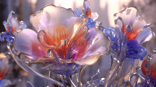 未来可待背景图片_未来感玻璃质感花朵植物