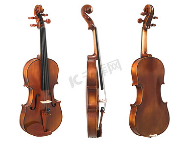 小提琴中提琴摄影照片_小提琴三视图