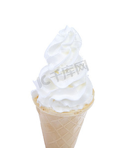 锥形白色冰淇淋。