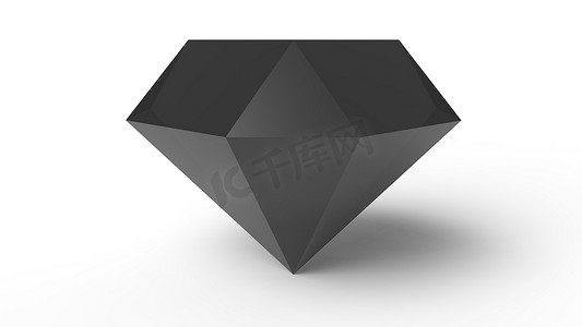 黑色钻石透明宝石水晶 3d 浅蓝色钻石和浅灰色背景上的深色。