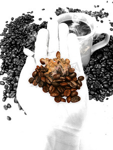 咖啡饮料海报摄影照片_咖啡豆美食