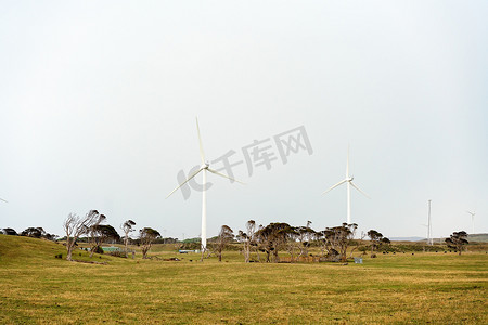澳大利亚乡村的风力涡轮机发电