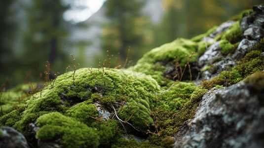 苔藓摄影照片_落基山上的绿苔藓