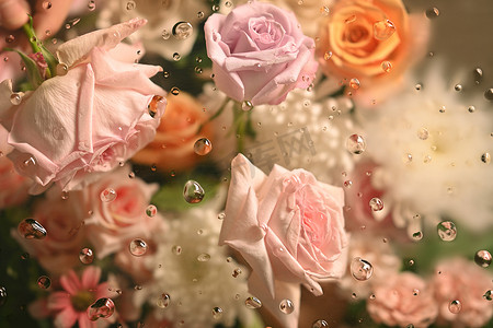 冷雾玻璃内美丽精致的花朵，看起来像花朵的花卉植物壁纸被困在屏幕中