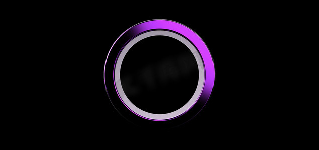 3d 渲染，黑色背景上的紫色戒指。